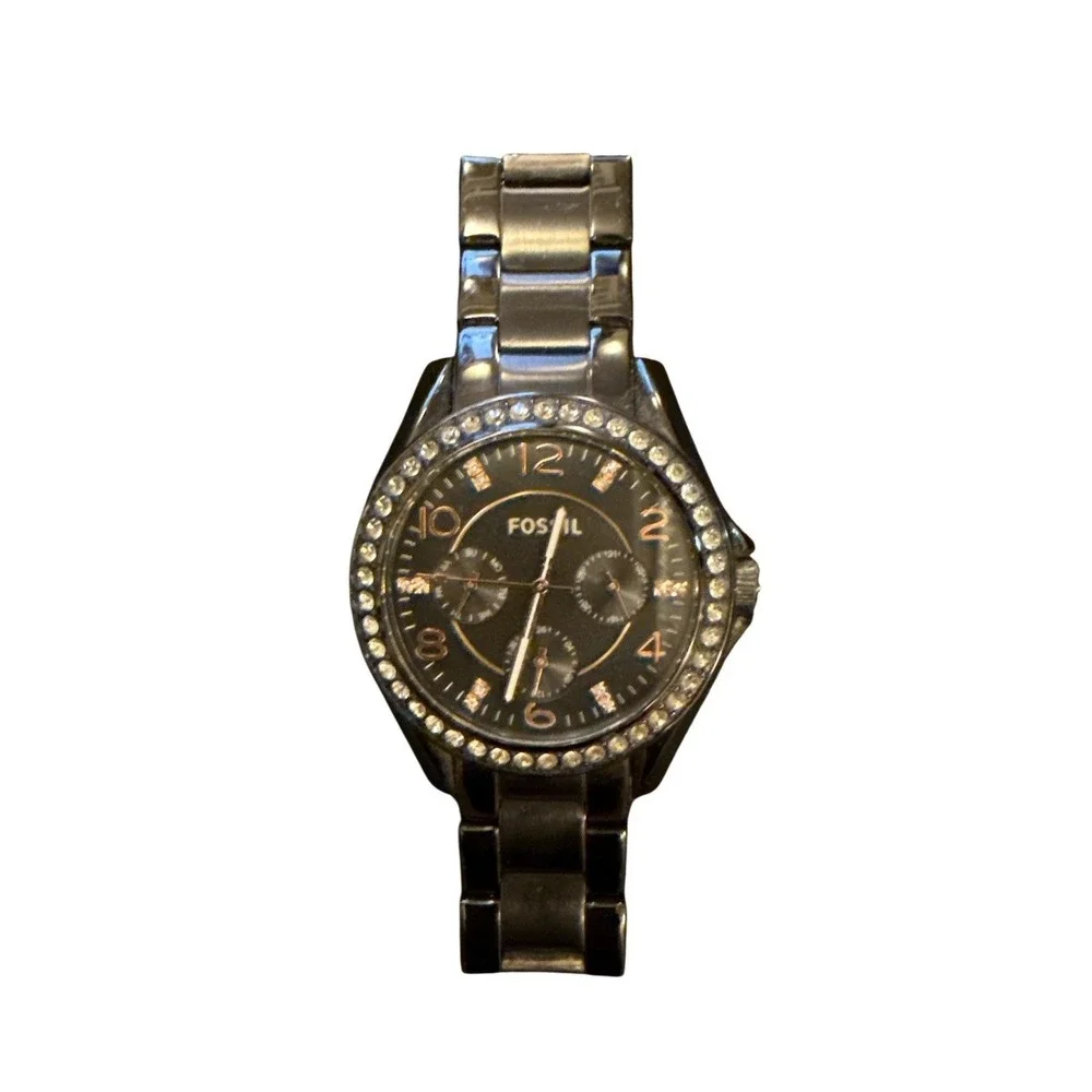 FOSSIL RILEY Multi-Function Black Dial St. Steel Women's Watch ES3644‎ Read